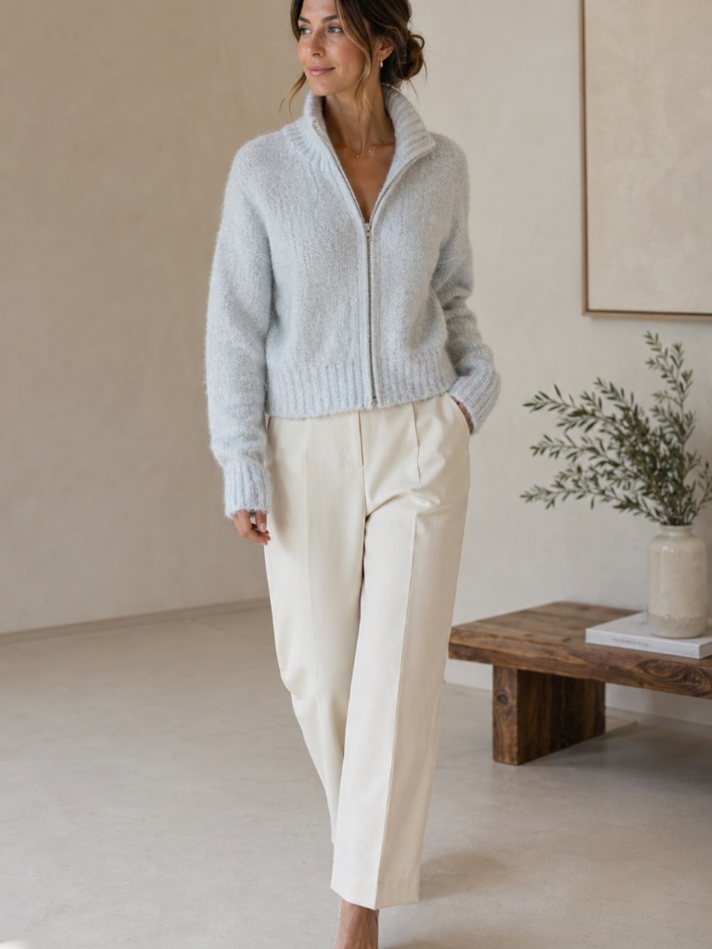 Wilfred Free Sweater L Blue Alpaca Merino Wool Zip Up Cardigan - Picture 12 of 12